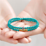 Buddha Stones Turquoise Communication Double Wrap Faceted Bead Handmade Bracelet
