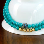 Buddha Stones Turquoise Communication Double Wrap Faceted Bead Handmade Bracelet