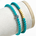 Buddha Stones Turquoise Communication Double Wrap Faceted Bead Handmade Bracelet