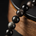 Buddha Stones Tiger Eye Silver Sheen Obsidian Prosperity Hand-Woven Double Wrap Bracelet