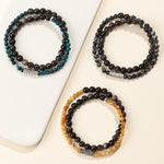 Buddha Stones Silver Sheen Obsidian Om Mani Padme Hum Grounding Double Wrap Bracelet