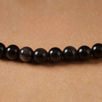 Buddha Stones Silver Sheen Obsidian Garuda Protection Hand-Woven Bead Necklace