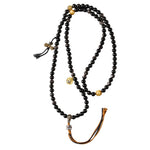 Buddha Stones Silver Sheen Obsidian Garuda Protection Hand-Woven Bead Necklace