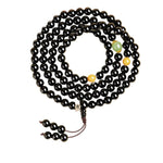 Buddha Stones Black Obsidian Chinese Zodiac Protection Hand Polished 108 Bead Tassel Mala