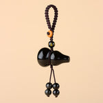 Buddha Stones Rainbow Obsidian Gourd Protection Hand-Woven Vintage Keychains