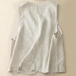 Buddha Stones Summer Casual Minimalist Lines Button-Up Solid Women's Sleeveless Shirts Tank Top With Pocket