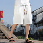 Buddha Stones Summer Casual Drawstring Solid Bermuda Shorts Men's With Pockets