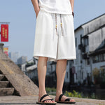Buddha Stones Summer Casual Drawstring Solid Bermuda Shorts Men's With Pockets