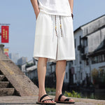 Buddha Stones Summer Casual Drawstring Solid Bermuda Shorts Men's With Pockets