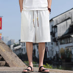 Buddha Stones Summer Casual Drawstring Solid Bermuda Shorts Men's With Pockets