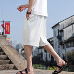 Buddha Stones Summer Casual Drawstring Solid Bermuda Shorts Men's With Pockets