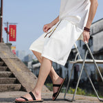 Buddha Stones Summer Casual Drawstring Solid Bermuda Shorts Men's With Pockets