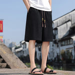 Buddha Stones Summer Casual Drawstring Solid Bermuda Shorts Men's With Pockets