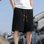 Buddha Stones Summer Casual Drawstring Solid Bermuda Shorts Men's With Pockets