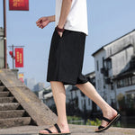 Buddha Stones Summer Casual Drawstring Solid Bermuda Shorts Men's With Pockets