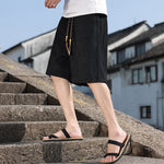 Buddha Stones Summer Casual Drawstring Solid Bermuda Shorts Men's With Pockets