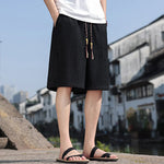 Buddha Stones Summer Casual Drawstring Solid Bermuda Shorts Men's With Pockets