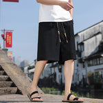 Buddha Stones Summer Casual Drawstring Solid Bermuda Shorts Men's With Pockets