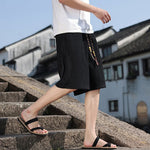 Buddha Stones Summer Casual Drawstring Solid Bermuda Shorts Men's With Pockets