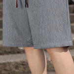 Buddha Stones Summer Casual Drawstring Solid Bermuda Shorts Men's With Pockets