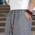 Buddha Stones Summer Casual Drawstring Solid Bermuda Shorts Men's With Pockets