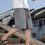 Buddha Stones Summer Casual Drawstring Solid Bermuda Shorts Men's With Pockets