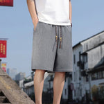 Buddha Stones Summer Casual Drawstring Solid Bermuda Shorts Men's With Pockets