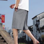 Buddha Stones Summer Casual Drawstring Solid Bermuda Shorts Men's With Pockets