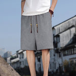 Buddha Stones Summer Casual Drawstring Solid Bermuda Shorts Men's With Pockets