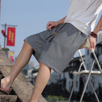 Buddha Stones Summer Casual Drawstring Solid Bermuda Shorts Men's With Pockets