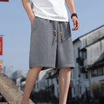Buddha Stones Summer Casual Drawstring Solid Bermuda Shorts Men's With Pockets