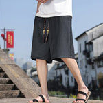 Buddha Stones Summer Casual Drawstring Solid Bermuda Shorts Men's With Pockets