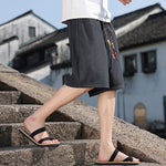 Buddha Stones Summer Casual Drawstring Solid Bermuda Shorts Men's With Pockets