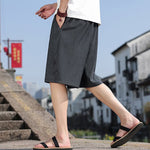 Buddha Stones Summer Casual Drawstring Solid Bermuda Shorts Men's With Pockets