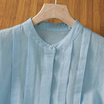Buddha Stones Summer Casual Pintuck Front Solid Women's Sleeveless Shirts
