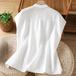 Buddha Stones Summer Casual Pintuck Front Solid Women's Sleeveless Shirts