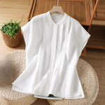 Buddha Stones Summer Casual Pintuck Front Solid Women's Sleeveless Shirts
