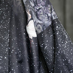 Buddha Stones Summer Casual Lotus Leaves Butterfly Crane Print Open Front Men's Kimono