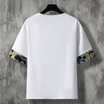 Buddha Stones Summer Casual Frog Button Flower Embroidery Men's Short Sleeve Shirts
