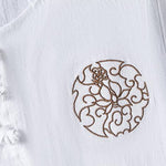 Buddha Stones Summer Casual Frog Button Flower Embroidery Men's Short Sleeve Shirts