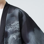 Buddha Stones Summer Casual Dragon Mountains Open Front Men's Kimono