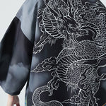 Buddha Stones Summer Casual Dragon Mountains Open Front Men's Kimono