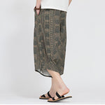 Buddha Stones Summer Boho Casual Elastic Waist Geometric Floral Pattern Capri Pants Men's Harem Pants