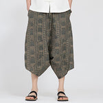Buddha Stones Summer Boho Casual Elastic Waist Geometric Floral Pattern Capri Pants Men's Harem Pants