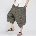 Buddha Stones Summer Boho Casual Elastic Waist Geometric Floral Pattern Capri Pants Men's Harem Pants