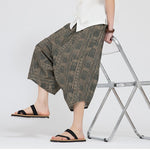 Buddha Stones Summer Boho Casual Elastic Waist Geometric Floral Pattern Capri Pants Men's Harem Pants