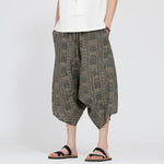 Buddha Stones Summer Boho Casual Elastic Waist Geometric Floral Pattern Capri Pants Men's Harem Pants