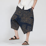 Buddha Stones Summer Boho Casual Elastic Waist Geometric Floral Pattern Capri Pants Men's Harem Pants