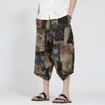 Buddha Stones Summer Boho Casual Elastic Waist Geometric Floral Pattern Capri Pants Men's Harem Pants