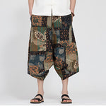 Buddha Stones Summer Boho Casual Elastic Waist Geometric Floral Pattern Capri Pants Men's Harem Pants